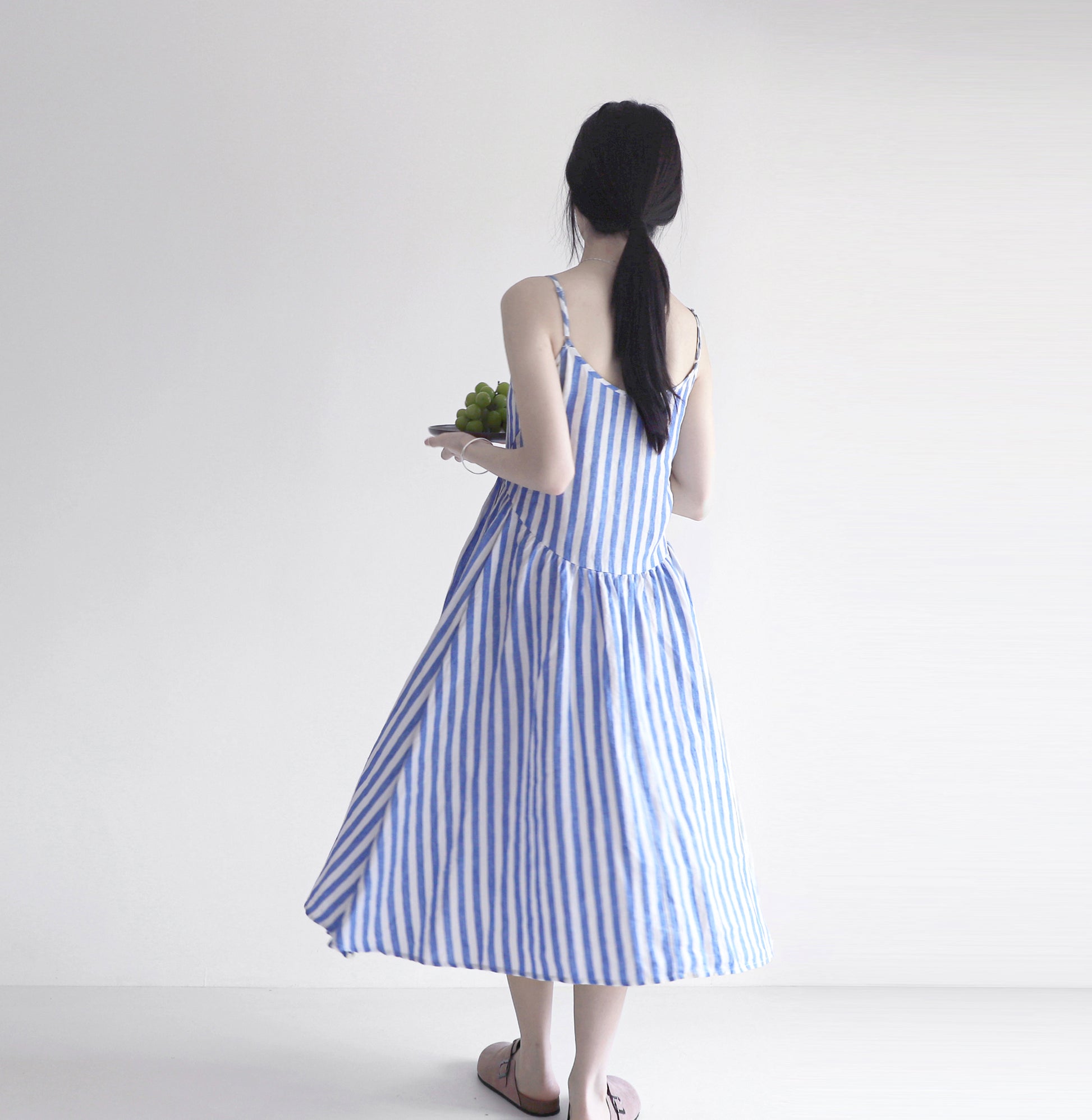 edoa linen striped dress
