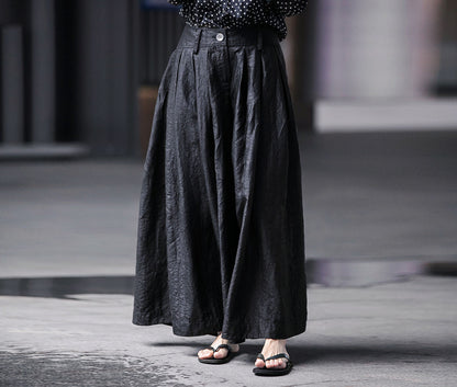 edoa Cracked Mud Silk Wide Leg Pleated Skants