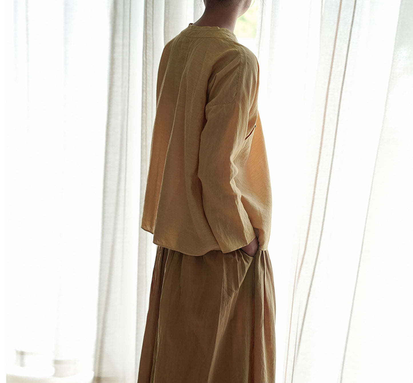 edoa Dupioni Tussah Silk Chinese Blouse