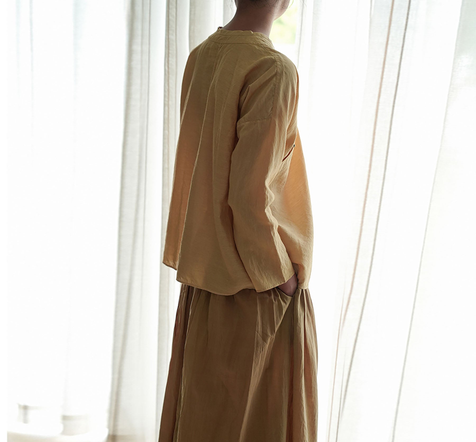 edoa Dupioni Tussah Silk Chinese Blouse