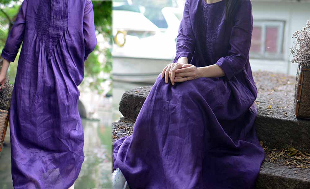 edoa Hand Pintucked Floor-length Dress