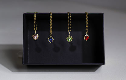 edoa Vintage Heart Gemstone Necklace