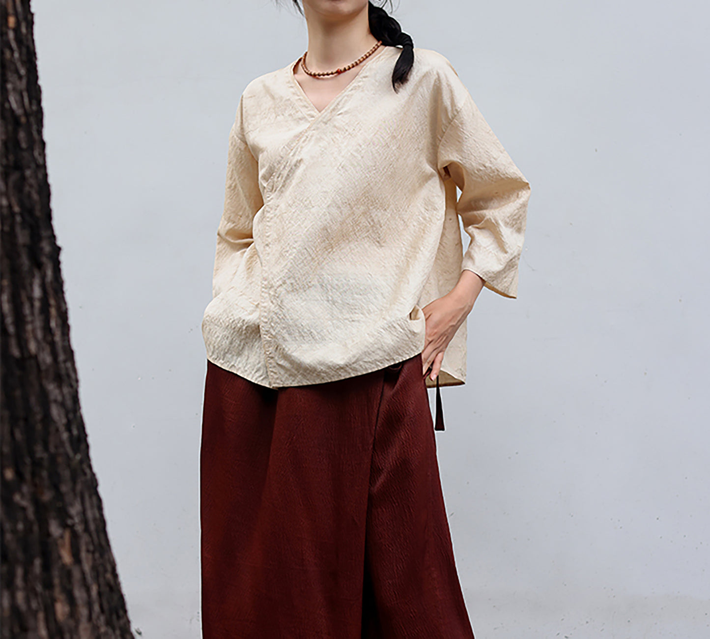 edoa Tussah Dupioni Silk Hanfu Blouse