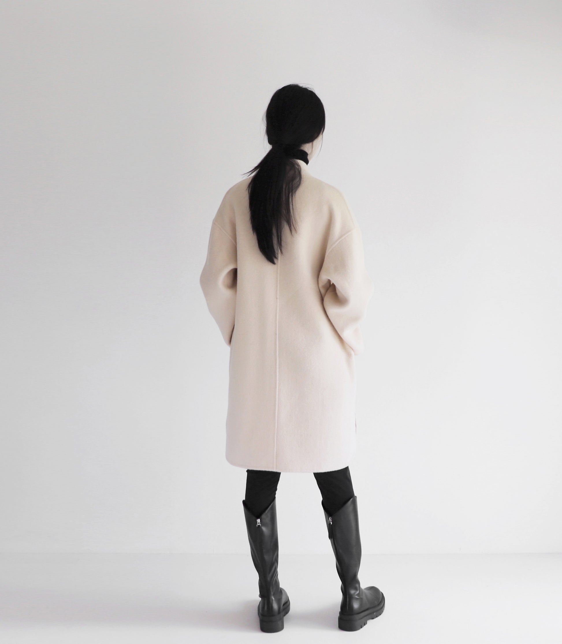 edoa white double faced wool coat