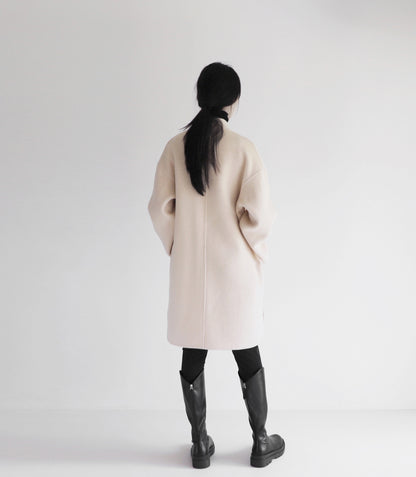 edoa white double faced wool coat