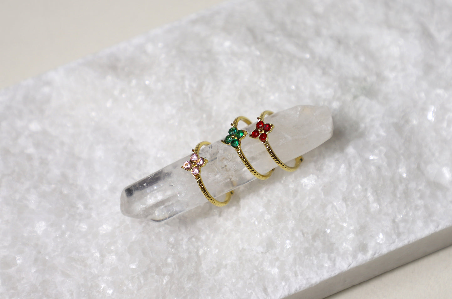 clover petal birthstone ring