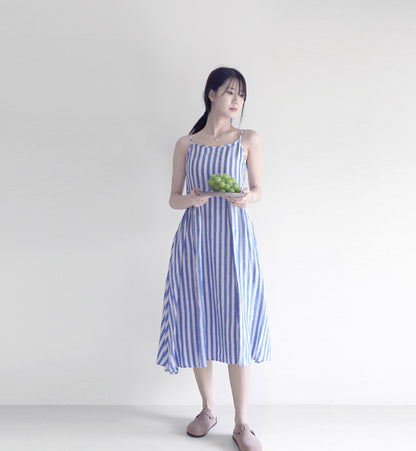 edoa linen striped dress
