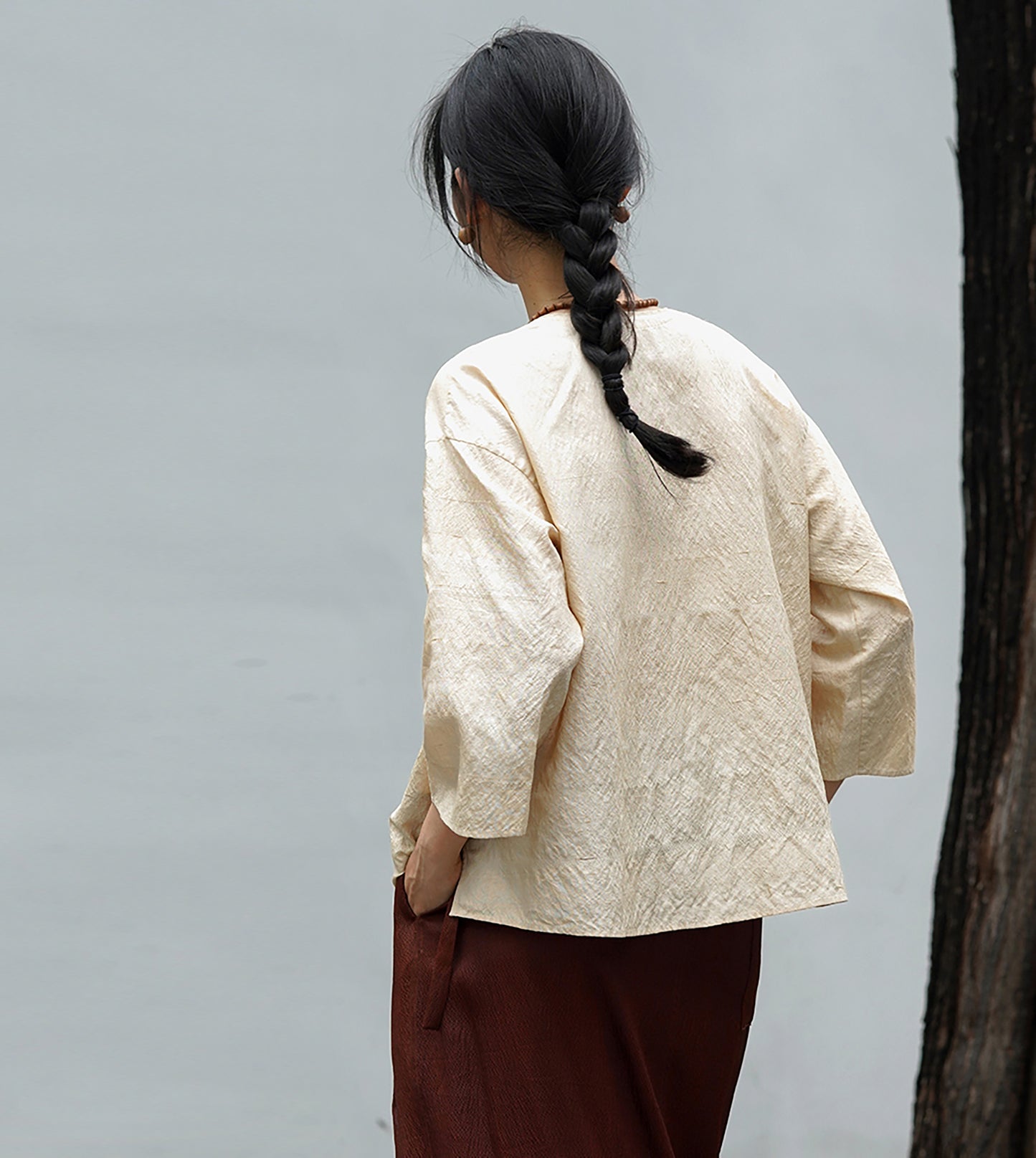 edoa Tussah Dupioni Silk Hanfu Blouse