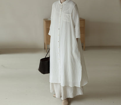 edoa Linen Button Down Shirtdress