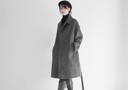 edoa double faced wool alpaca herringbone coat