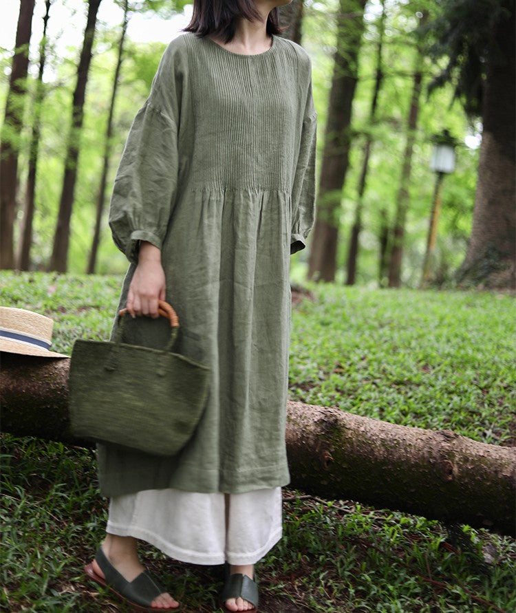 edoa Hand Pintucked Linen Tunic
