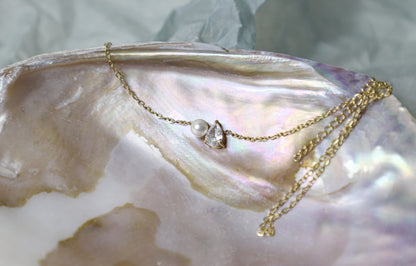 Pearl teardrop birthstone necklace