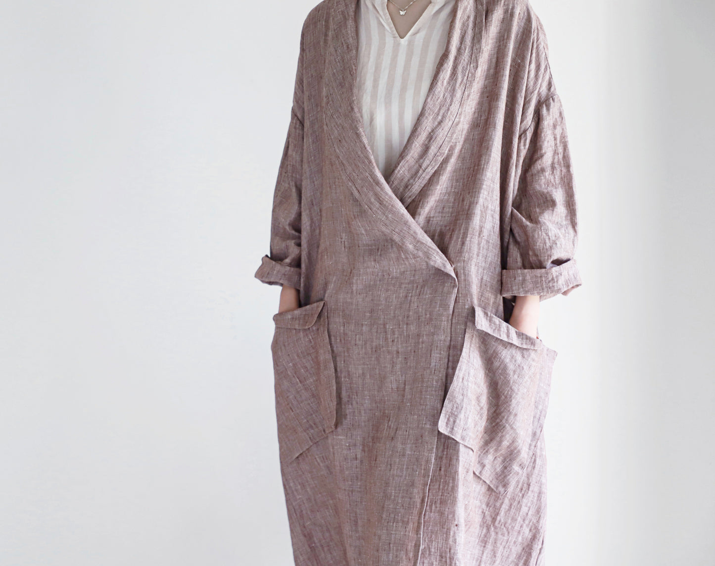 edoa oversized shawl collar linen coat