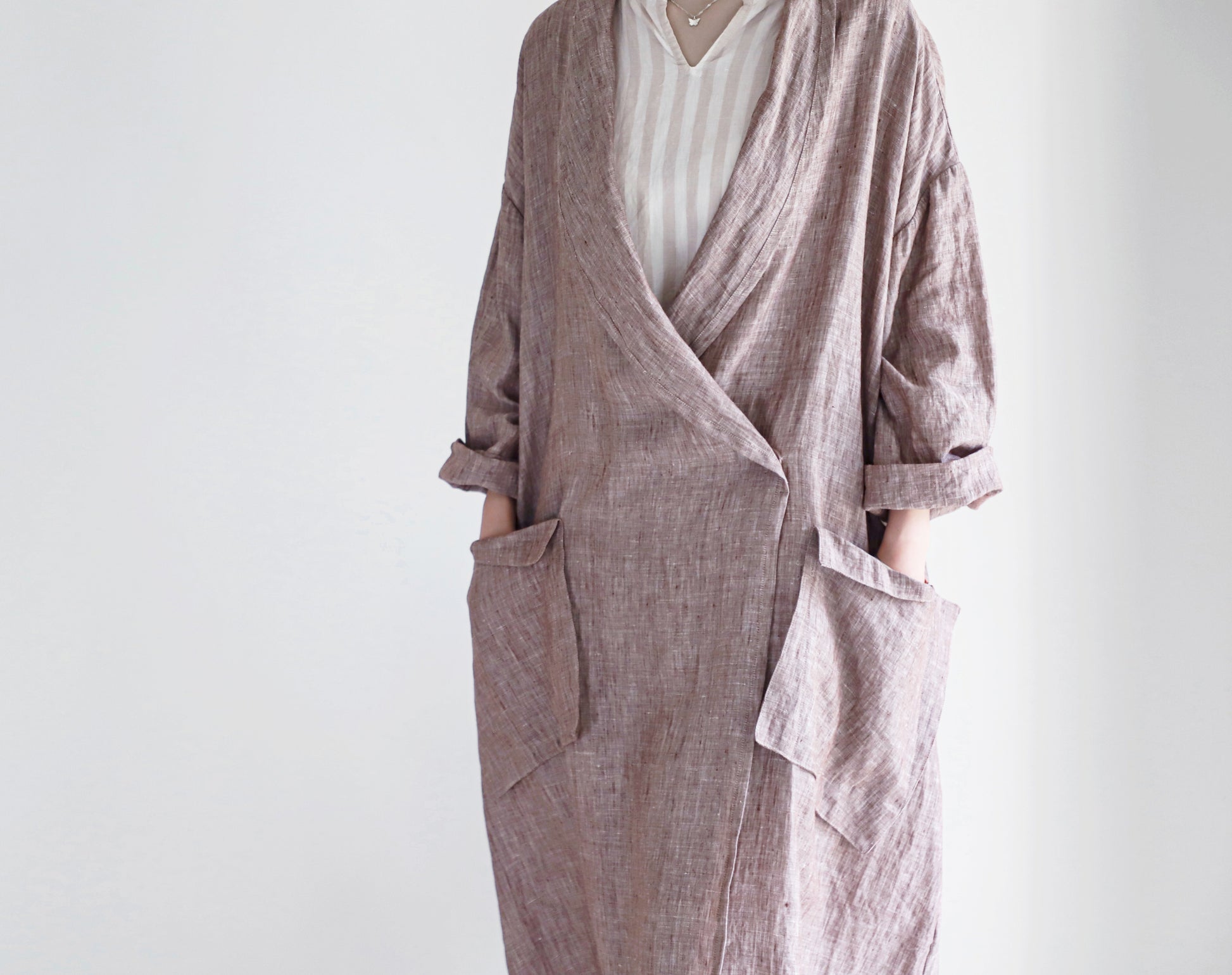 edoa oversized shawl collar linen coat