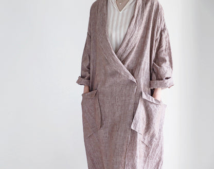 edoa oversized shawl collar linen coat