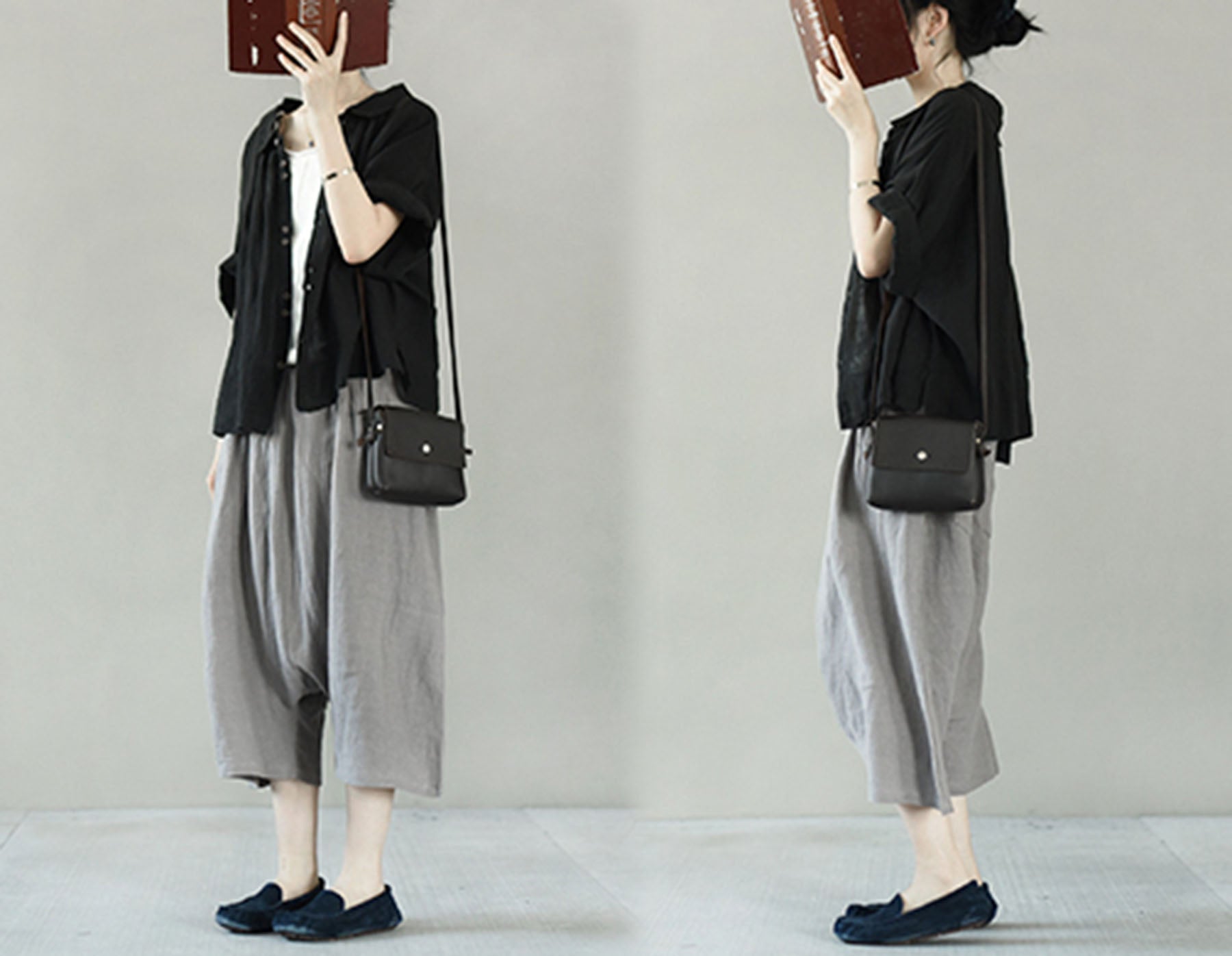 edoa Light Weight Linen Peter-pan Collar Shirt