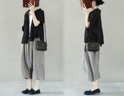 edoa Light Weight Linen Peter-pan Collar Shirt