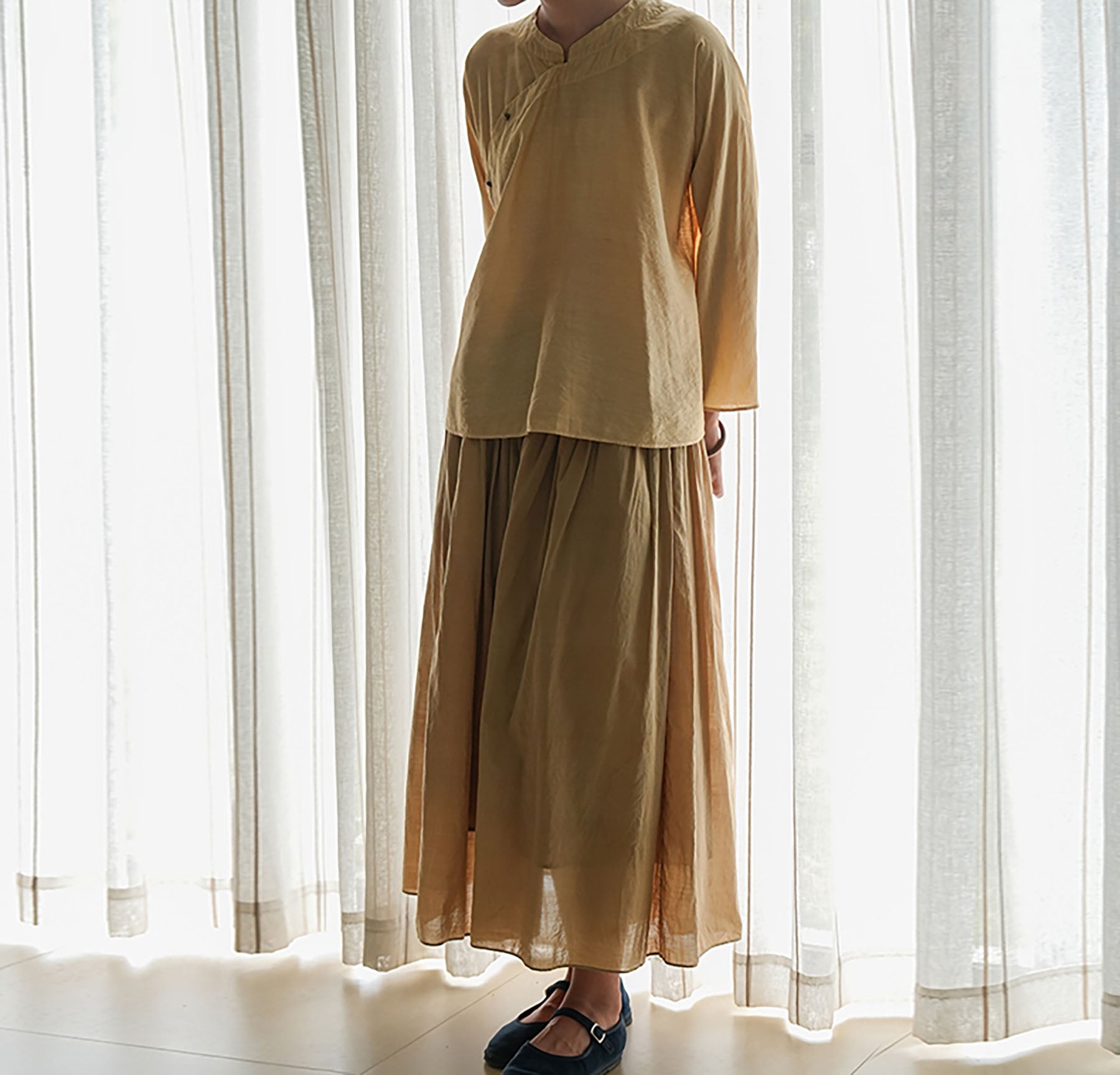 edoa Dupioni Tussah Silk Chinese Blouse