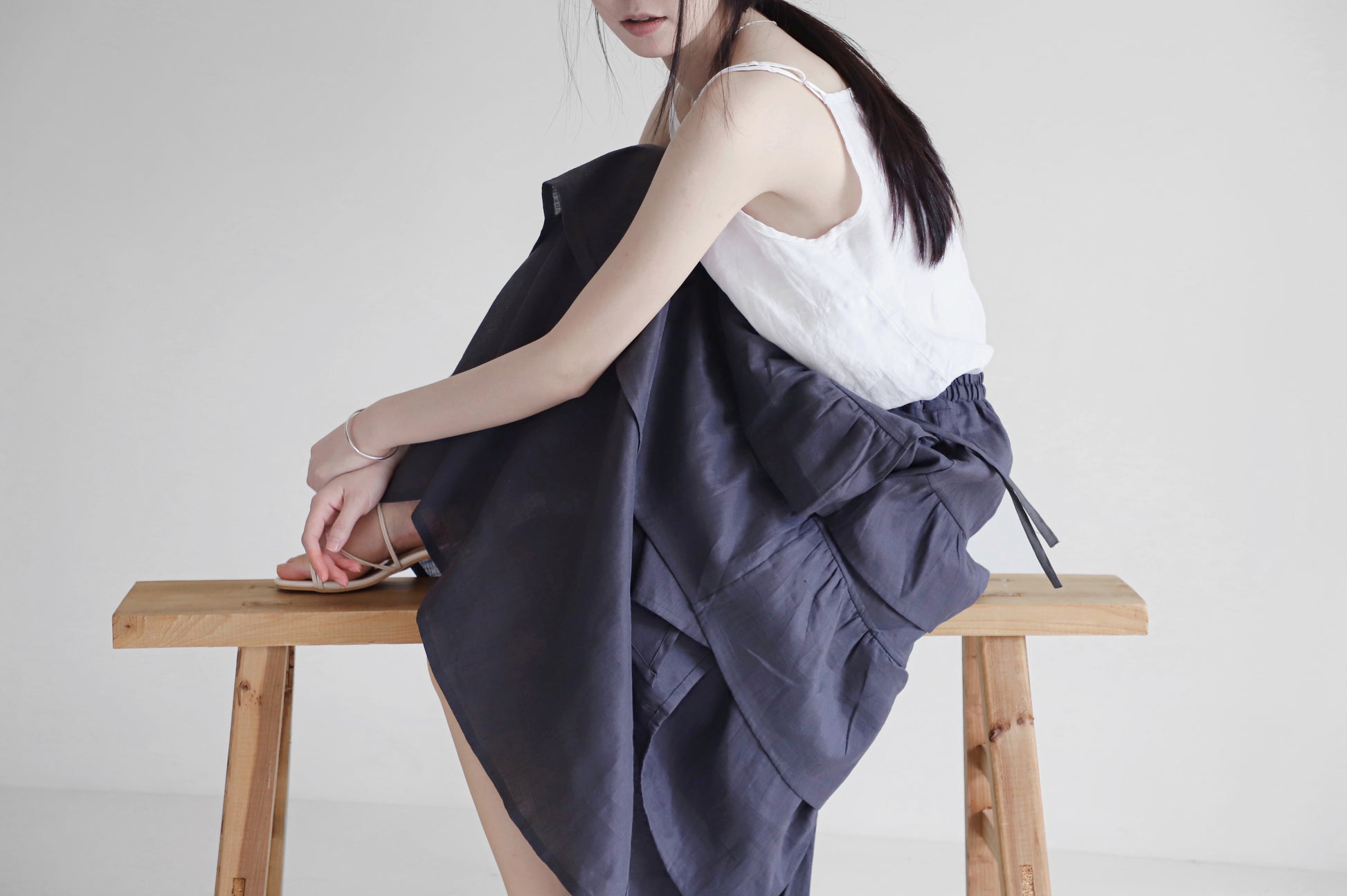 edoa maxi linen tiered skirt