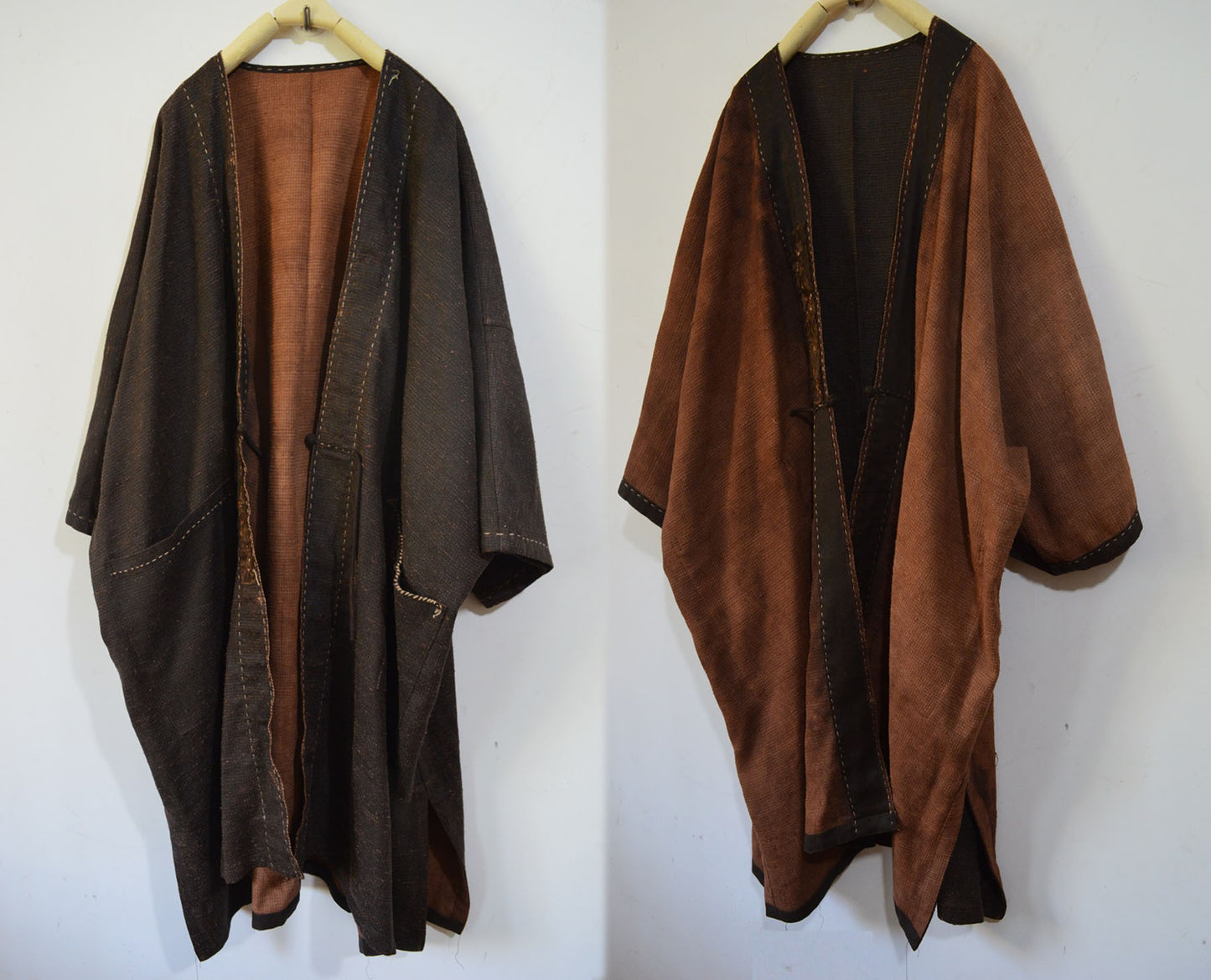 edoa Reversible Mud Tussah Silk Dust Coat