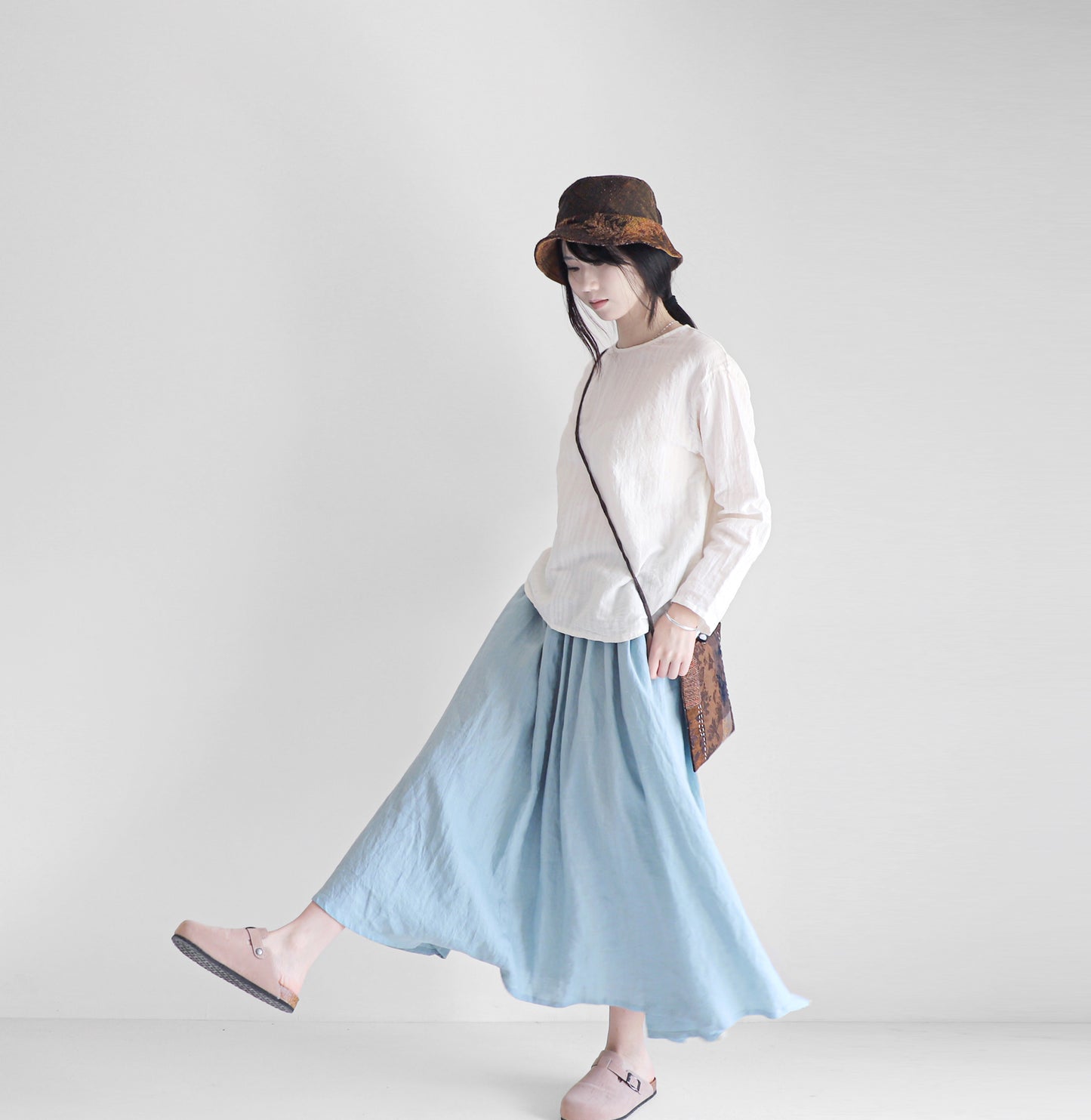 edoa minimalist striped linen blouse