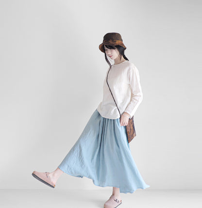 edoa minimalist striped linen blouse