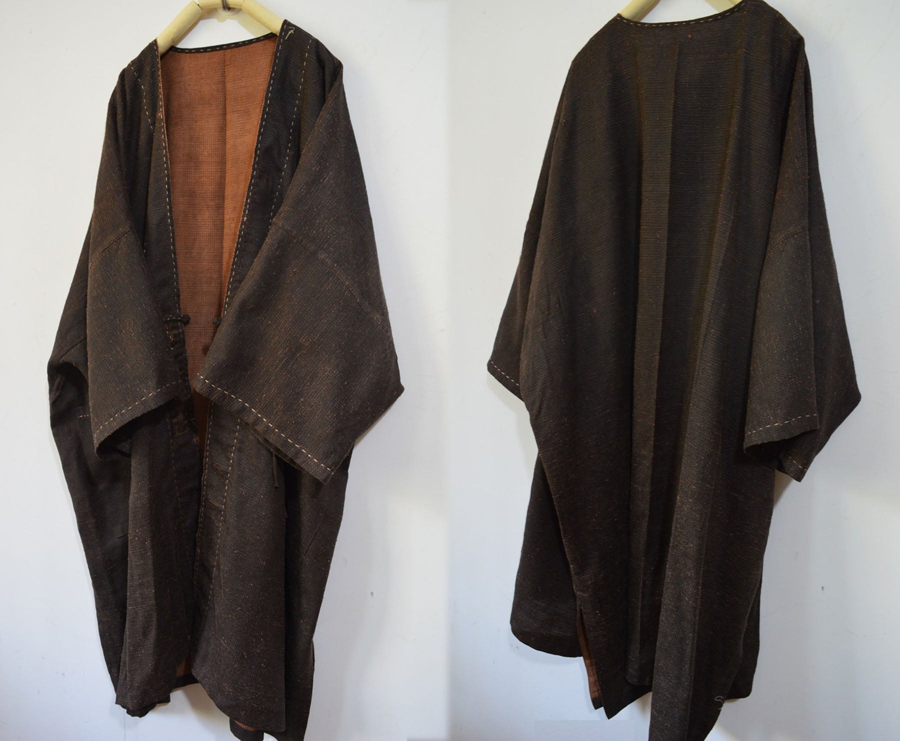 edoa Reversible Mud Tussah Silk Dust Coat