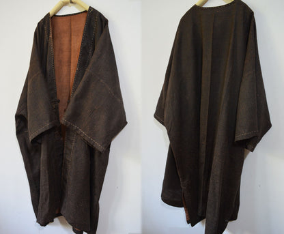 edoa Reversible Mud Tussah Silk Dust Coat