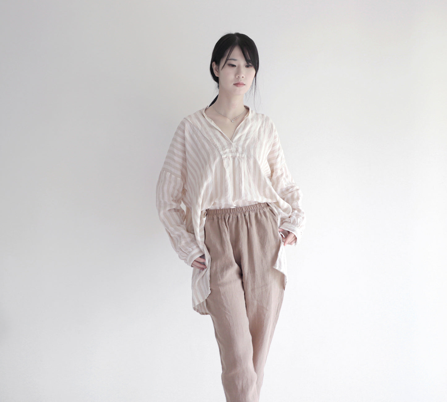 edoa linen striped blouse