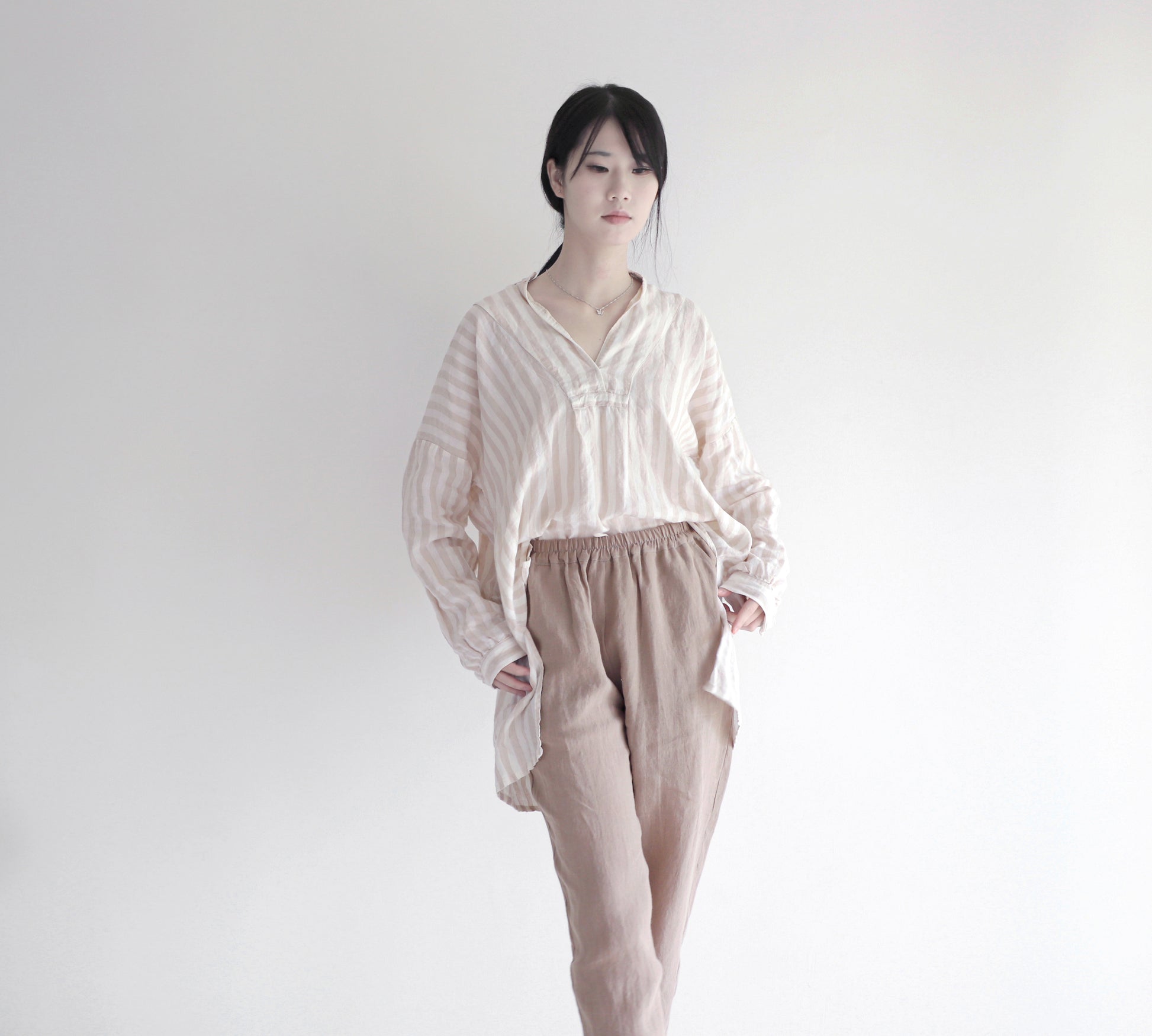 edoa linen striped blouse