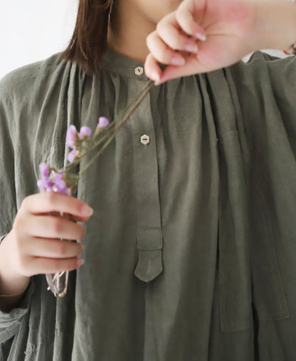edoa Oversized Linen No-bra Shirtdress