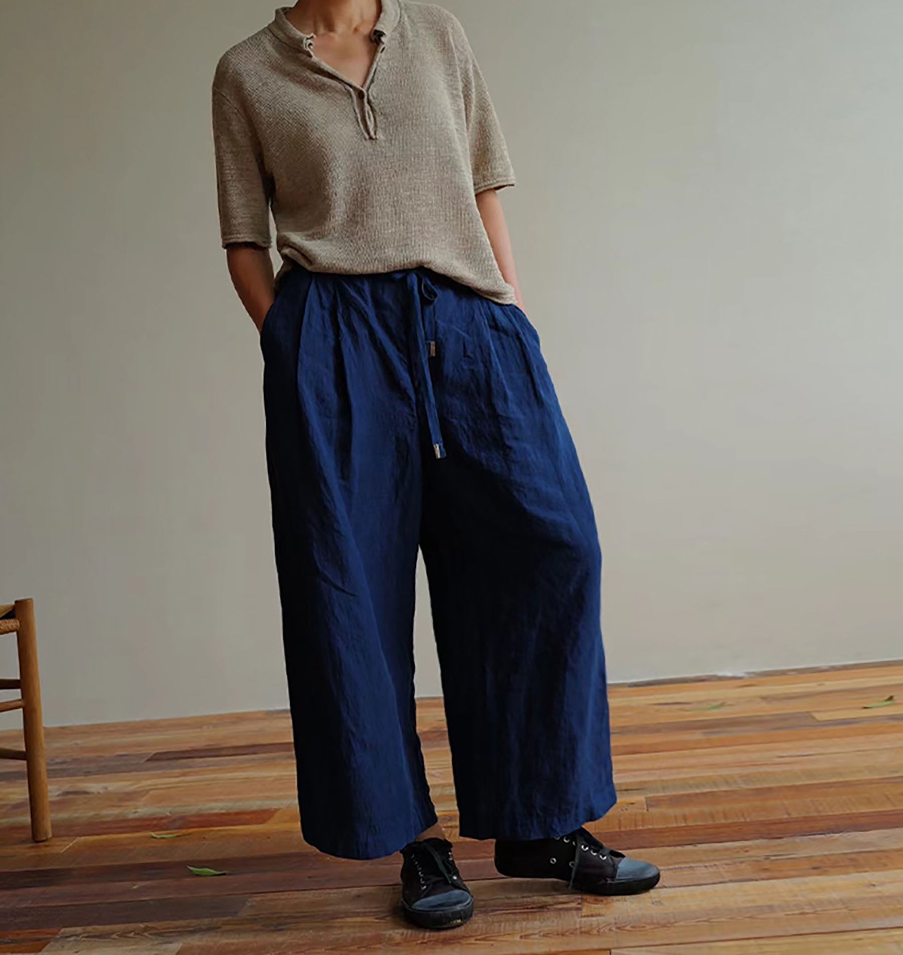 edoa Plant Dyed Linen Gaucho Pants