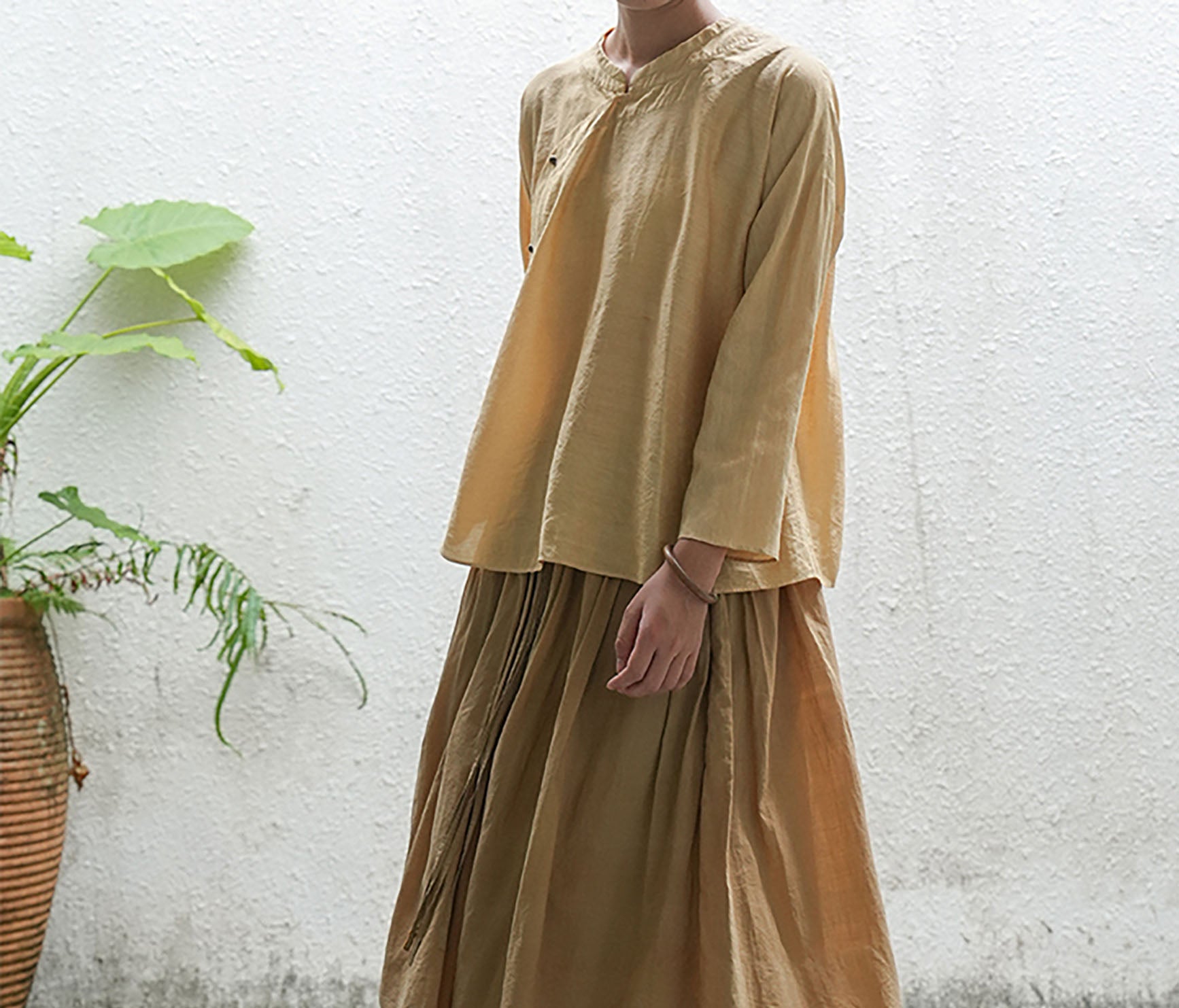 edoa Dupioni Tussah Silk Chinese Blouse