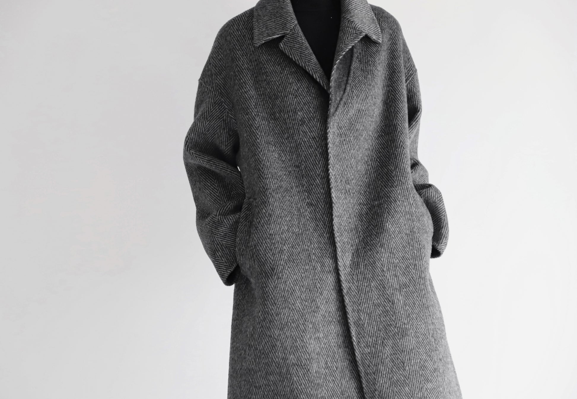 edoa double faced wool alpaca herringbone coat