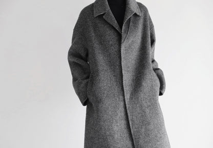 edoa double faced wool alpaca herringbone coat