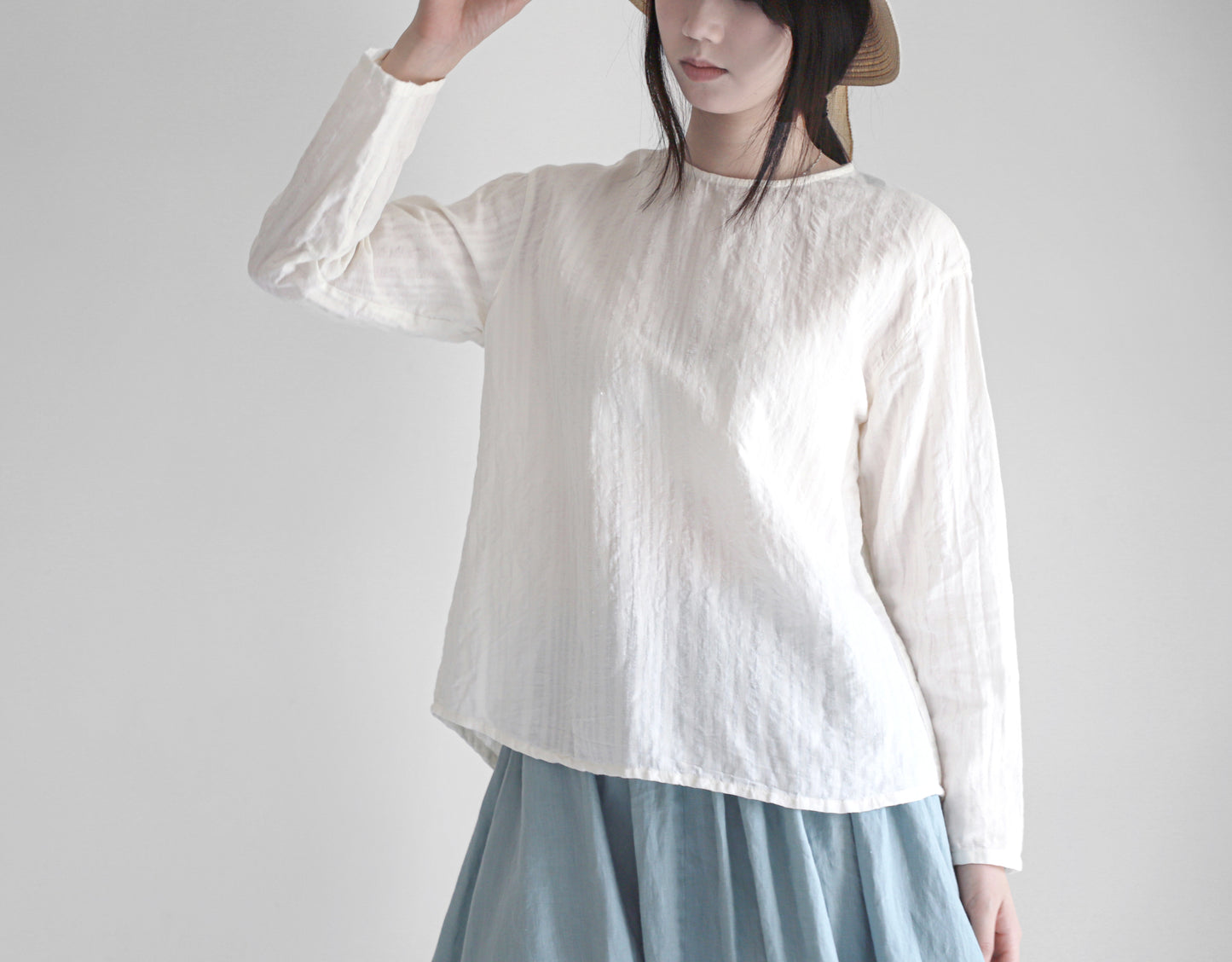 edoa minimalist striped linen blouse