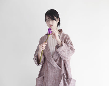 edoa oversized shawl collar linen coat