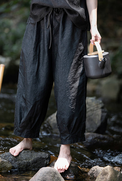 edoa Cracked Mud Silk Tapered Pants