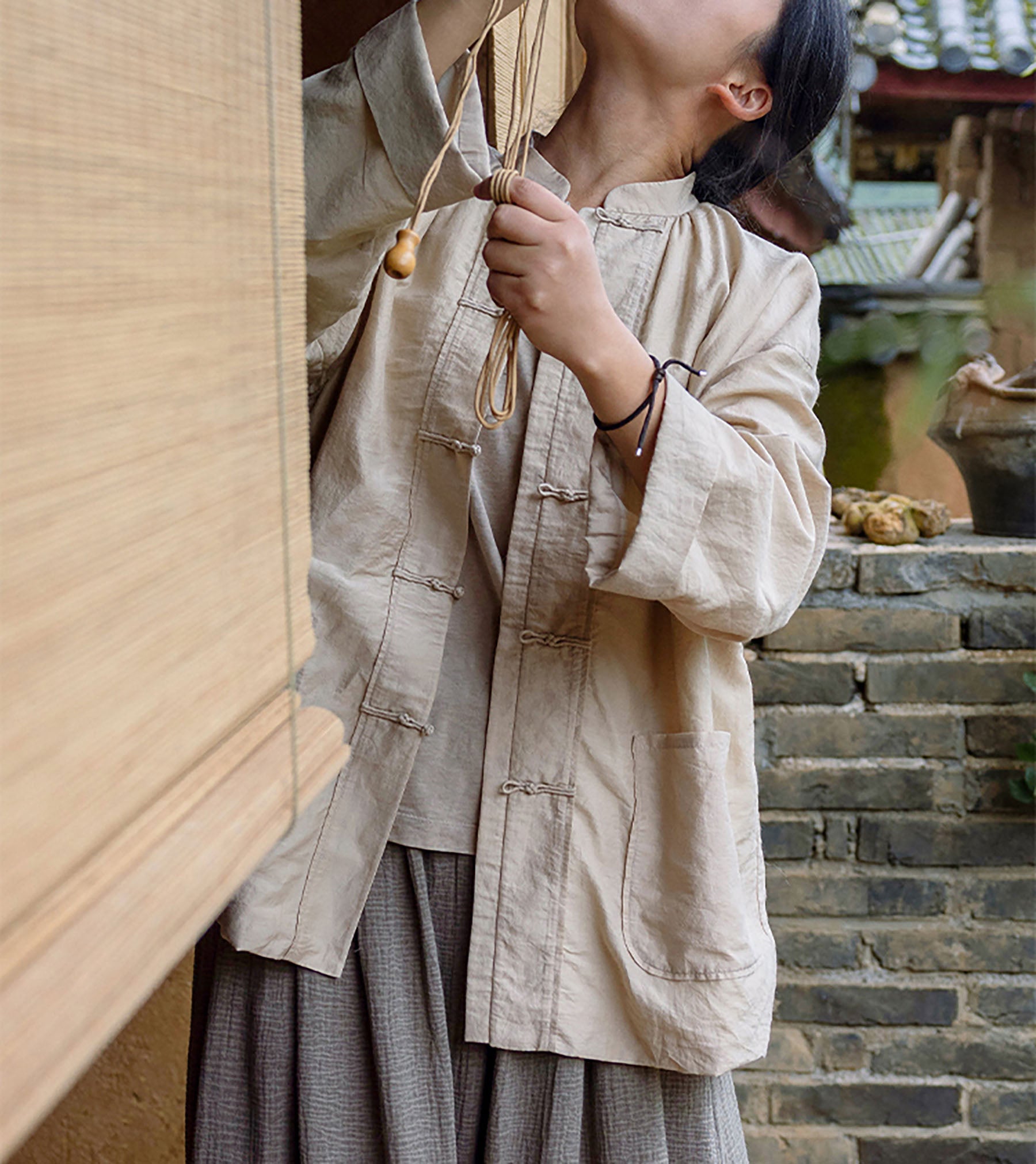 edoa Tussah Silk Tang Suit Jacket 