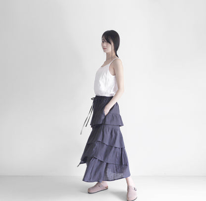 edoa maxi linen tiered skirt