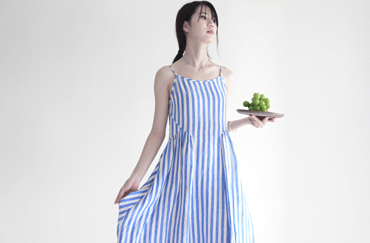 edoa linen striped dress