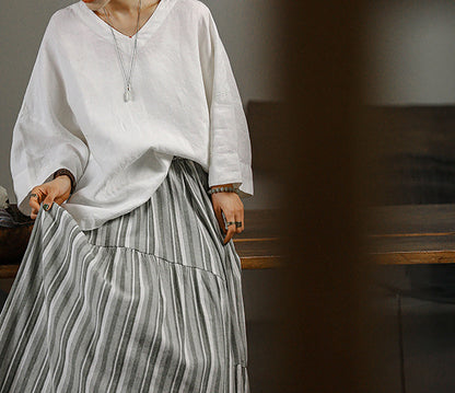 edoa Oversized Linen 3/4 Sleeves Blouse