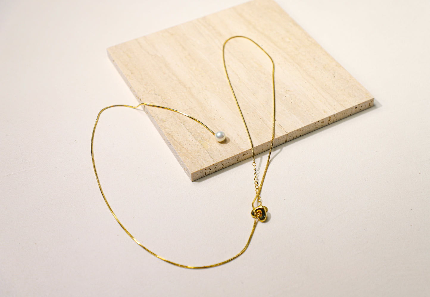 edoa Pearl Heart Slider Necklace