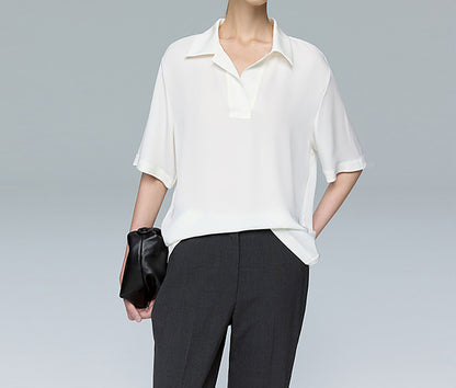 edoa Oversized Silk Georgette Polo