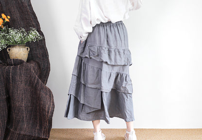 edoa maxi linen tiered skirt