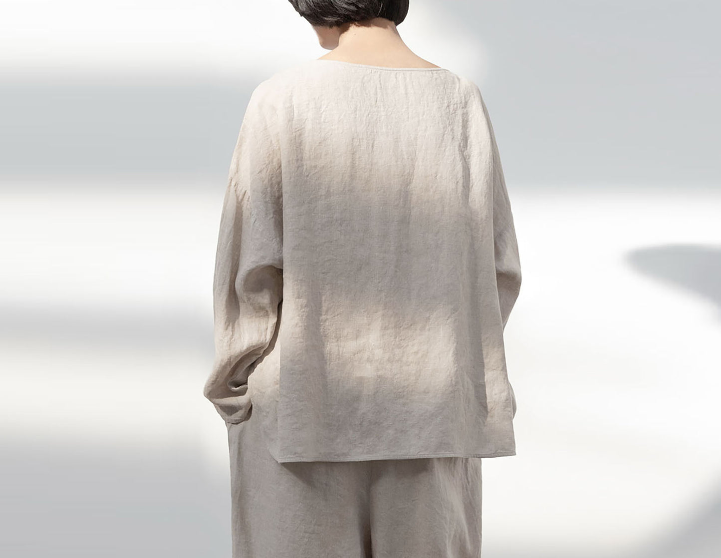 edoa Loose Fit Flax Linen Top