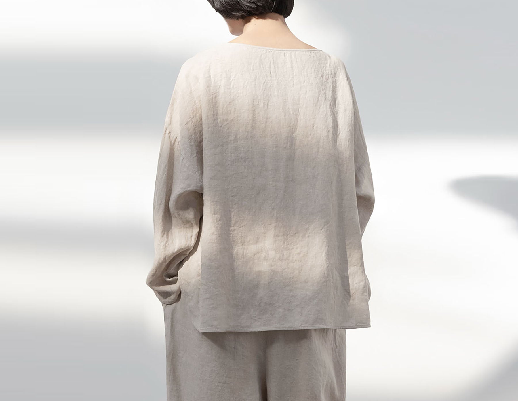 edoa Loose Fit Flax Linen Top