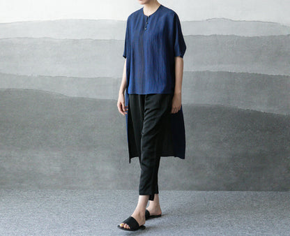 edoa Cracked Mud Silk Tunic Top