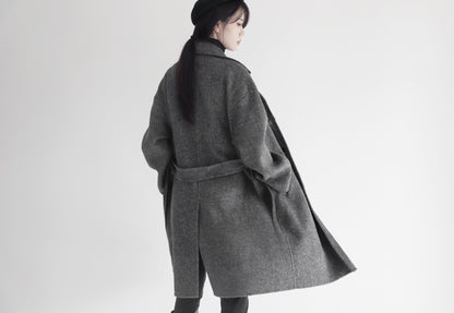 edoa double faced wool alpaca herringbone coat