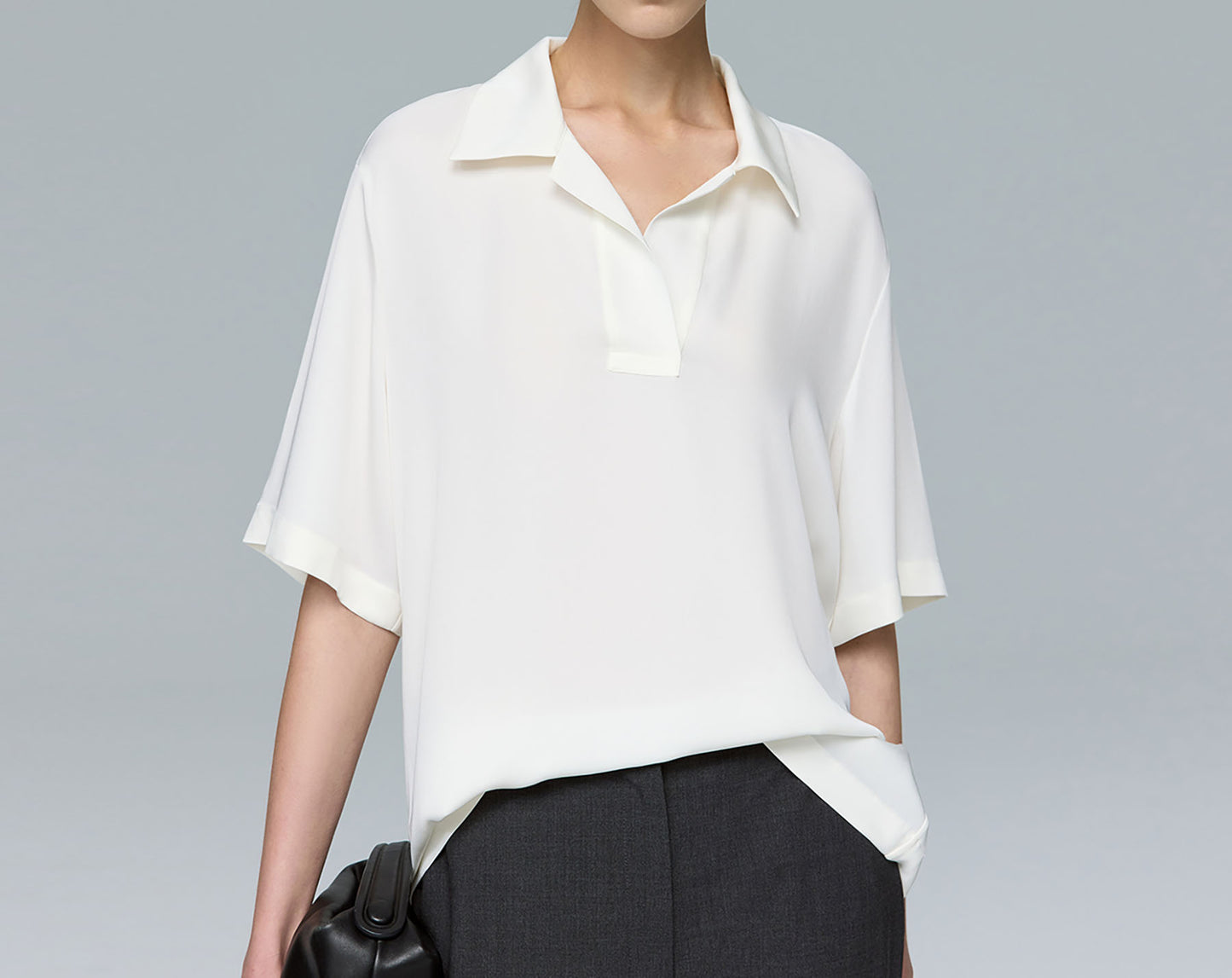 edoa Oversized Silk Georgette Polo